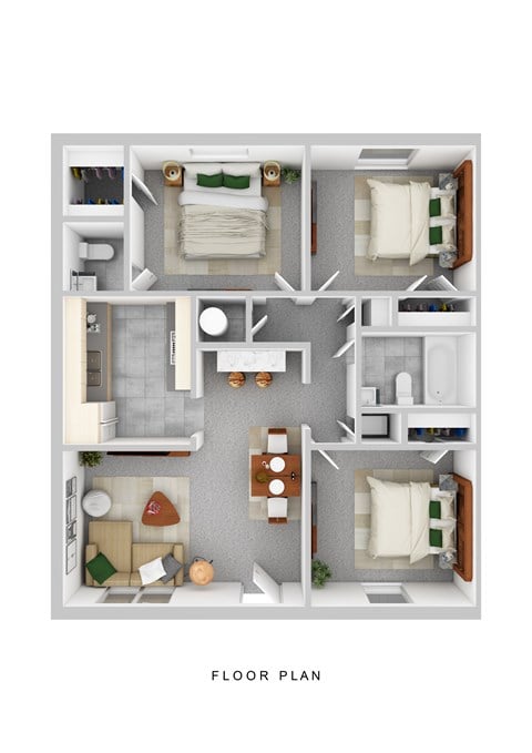 Floor plan for 3 beds, 1.5 baths, 903 sqft